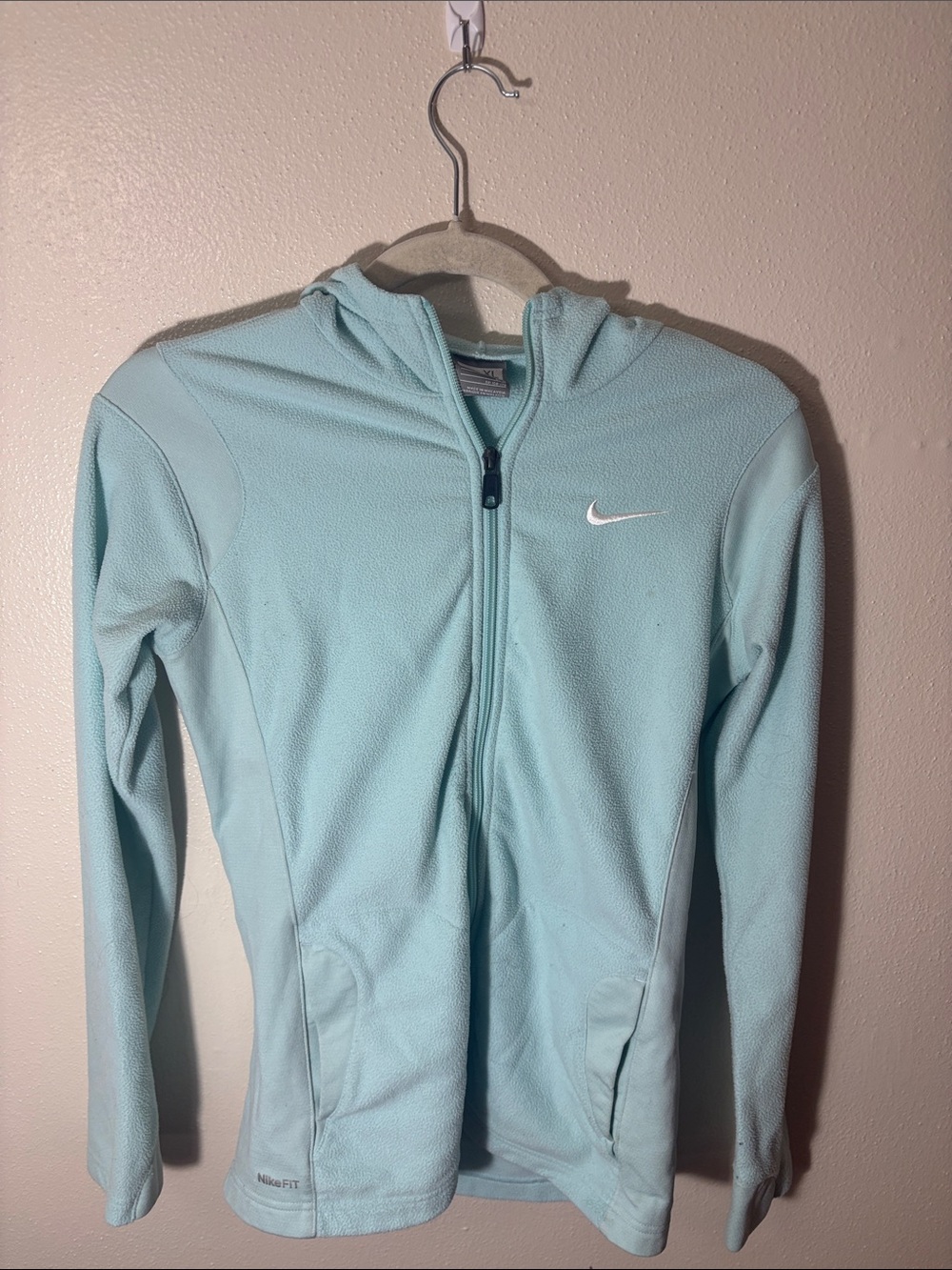 Nike Light Aqua Full-Zip Hoodie Jacket with White Swoosh